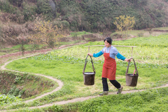Sichuan Household Biogas-woman with buckets
