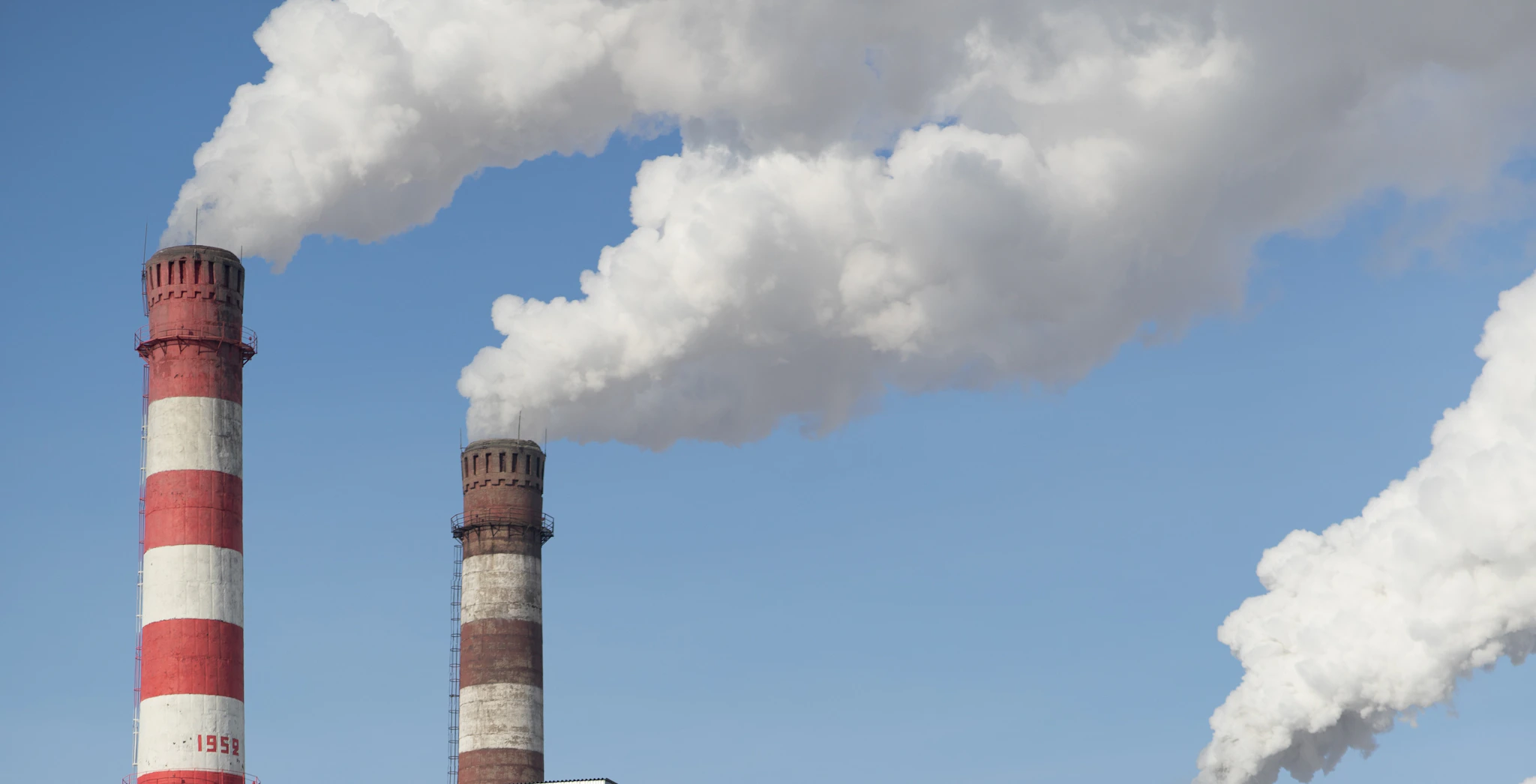 Power plant with two smoking chimneys